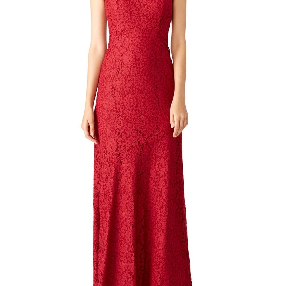 Shoshanna Red Rose Cap sleeve gown